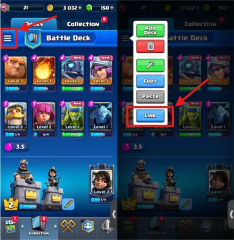 How to copy a Clash Royale deck link